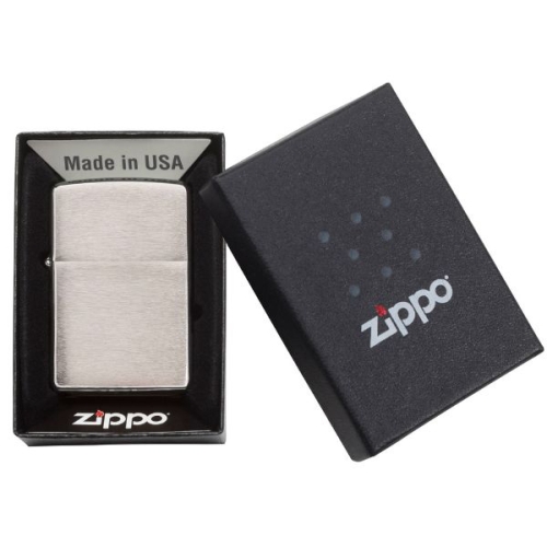 Зажигалка Zippo c покрытием Brushed Chrome, латунь/сталь, серебристая, матовая, 36х12x56 мм