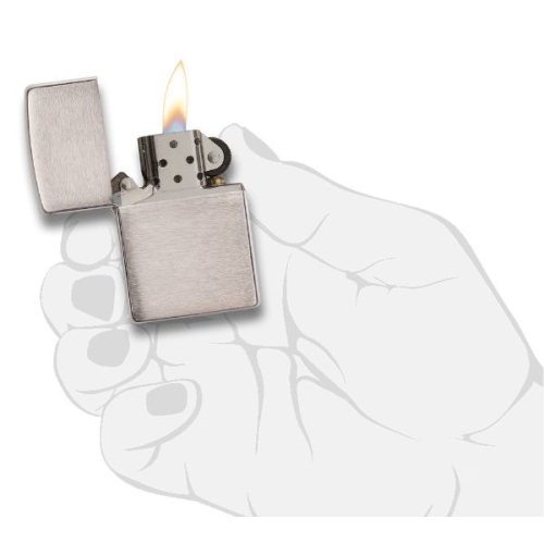 Зажигалка Zippo c покрытием Brushed Chrome, латунь/сталь, серебристая, матовая, 36х12x56 мм