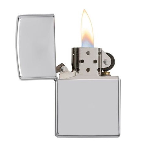 Зажигалка Zippo c покрытием High Polish Chrome, латунь/сталь, серебристая, глянцевая, 36х12x56