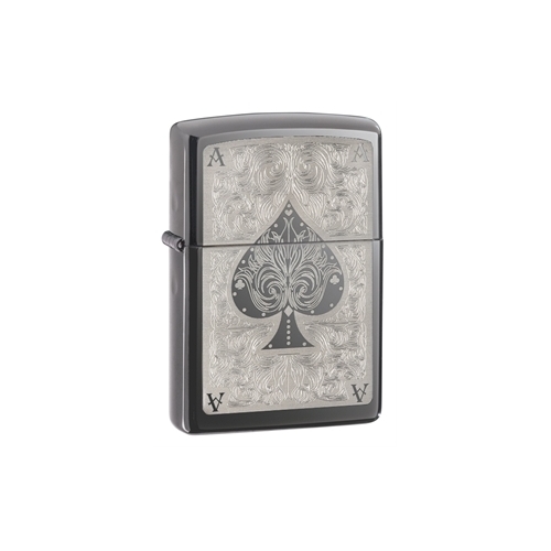 Зажигалка Zippo Classic с покрытием Black Ice, латунь/сталь, чёрная, глянцевая, 36x12x56 мм