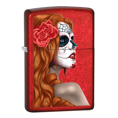 Зажигалка Zippo Classic с покрытием Candy Apple Red, латунь/сталь, красная, глянцевая, 36x12x56 мм
