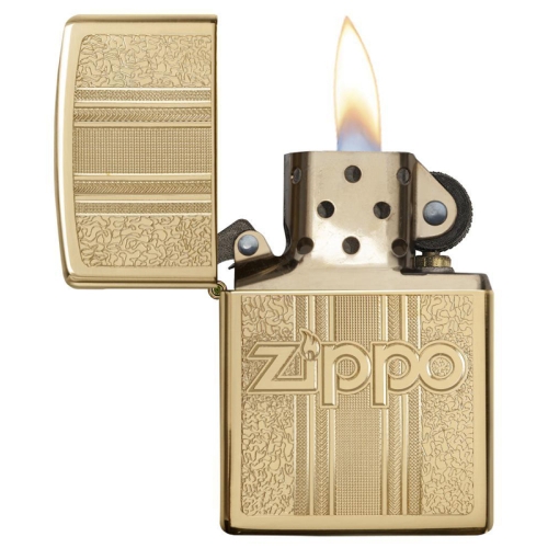 Зажигалка Zippo Classic с покрытием High Polish Brass, латунь/сталь, золотистая, 36x12x56 мм
