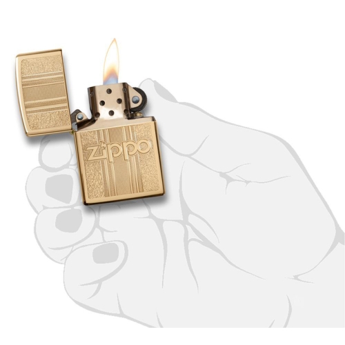 Зажигалка Zippo Classic с покрытием High Polish Brass, латунь/сталь, золотистая, 36x12x56 мм