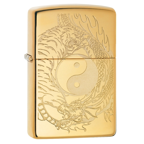 Зажигалка Zippo Classic с покрытием High Polish Brass, латунь/сталь, золотистая, 36x12x56 мм