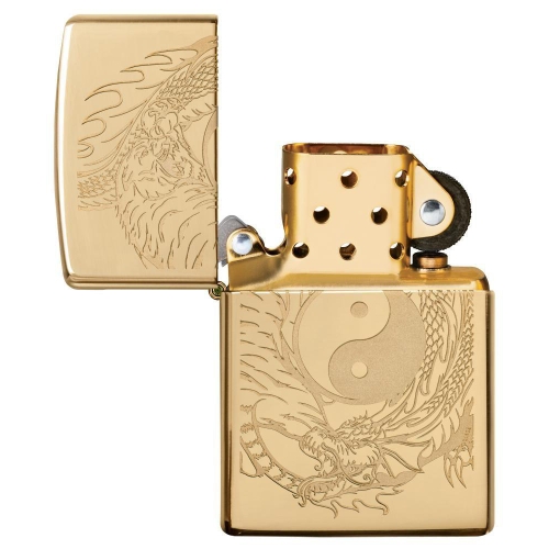 Зажигалка Zippo Classic с покрытием High Polish Brass, латунь/сталь, золотистая, 36x12x56 мм
