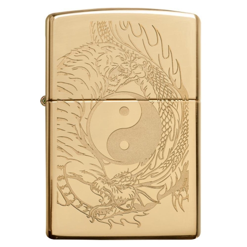 Зажигалка Zippo Classic с покрытием High Polish Brass, латунь/сталь, золотистая, 36x12x56 мм