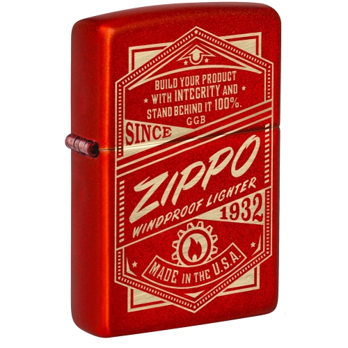 Зажигалка Zippo Classic с покрытием Metallic Red, латунь/сталь, красная, 38x13x57 мм
