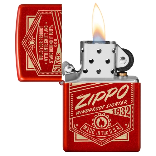Зажигалка Zippo Classic с покрытием Metallic Red, латунь/сталь, красная, 38x13x57 мм
