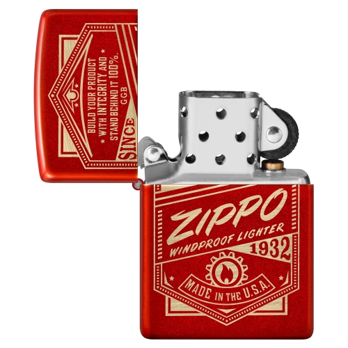 Зажигалка Zippo Classic с покрытием Metallic Red, латунь/сталь, красная, 38x13x57 мм