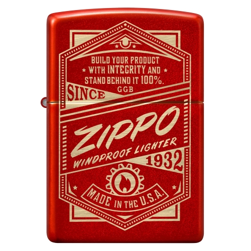 Зажигалка Zippo Classic с покрытием Metallic Red, латунь/сталь, красная, 38x13x57 мм