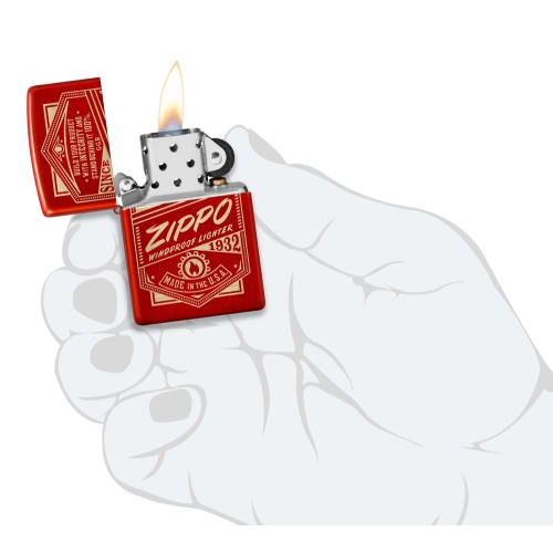 Зажигалка Zippo Classic с покрытием Metallic Red, латунь/сталь, красная, 38x13x57 мм