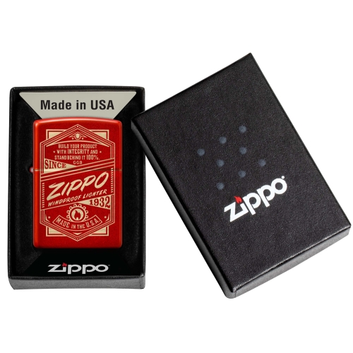 Зажигалка Zippo Classic с покрытием Metallic Red, латунь/сталь, красная, 38x13x57 мм