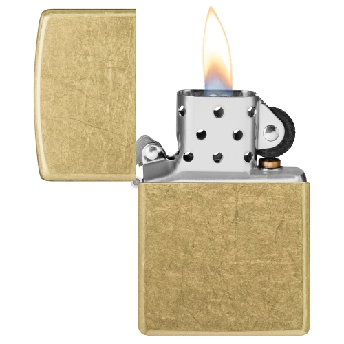 Зажигалка Zippo Classic с покрытием Street Brass, латунь/сталь, золотистая, 38x13x57 мм