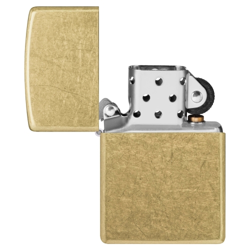Зажигалка Zippo Classic с покрытием Street Brass, латунь/сталь, золотистая, 38x13x57 мм