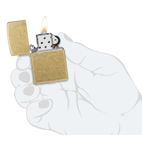 Зажигалка Zippo Classic с покрытием Street Brass, латунь/сталь, золотистая, 38x13x57 мм