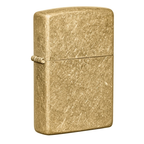 Зажигалка Zippo Classic с покрытием Tumbled Brass, латунь/сталь, золотистая, матовая, 38x13x57 мм