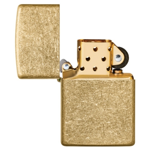 Зажигалка Zippo Classic с покрытием Tumbled Brass, латунь/сталь, золотистая, матовая, 38x13x57 мм