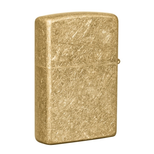 Зажигалка Zippo Classic с покрытием Tumbled Brass, латунь/сталь, золотистая, матовая, 38x13x57 мм