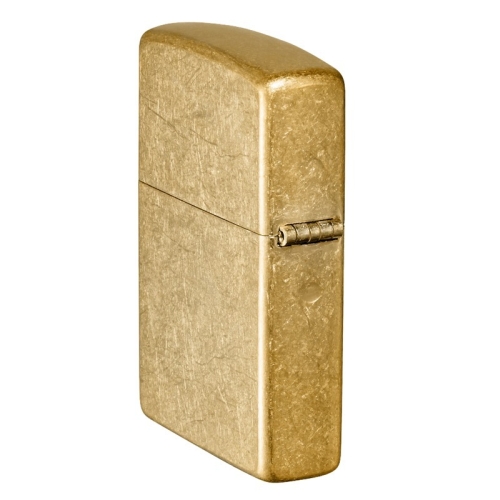 Зажигалка Zippo Classic с покрытием Tumbled Brass, латунь/сталь, золотистая, матовая, 38x13x57 мм