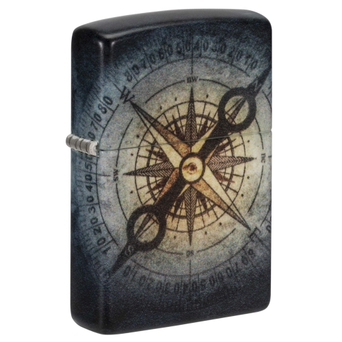 Зажигалка Zippo Compass Ghost с покрытием Glow In The Dark Green, латунь/сталь, черная, 38x13x57 мм