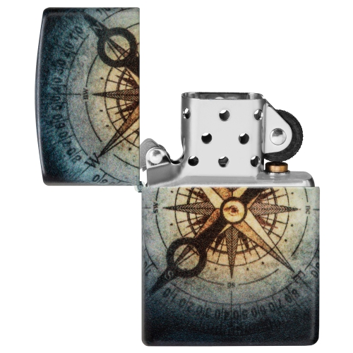 Зажигалка Zippo Compass Ghost с покрытием Glow In The Dark Green, латунь/сталь, черная, 38x13x57 мм