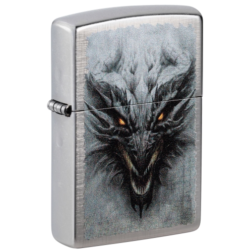 Зажигалка Zippo Dragon Design с покрытием Linen Weave, латунь/сталь, серебристая, 38x13x57 мм