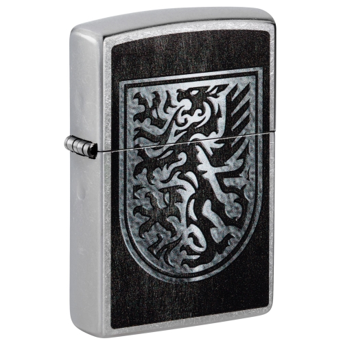 Зажигалка Zippo Dragon Design с покрытием Street Chrome, латунь/сталь, серебристая, 38x13x57 мм
