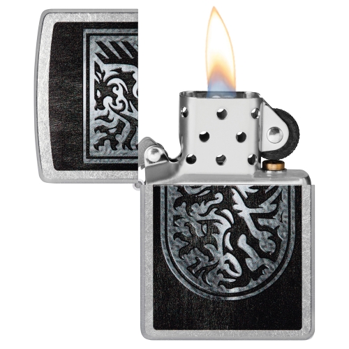 Зажигалка Zippo Dragon Design с покрытием Street Chrome, латунь/сталь, серебристая, 38x13x57 мм
