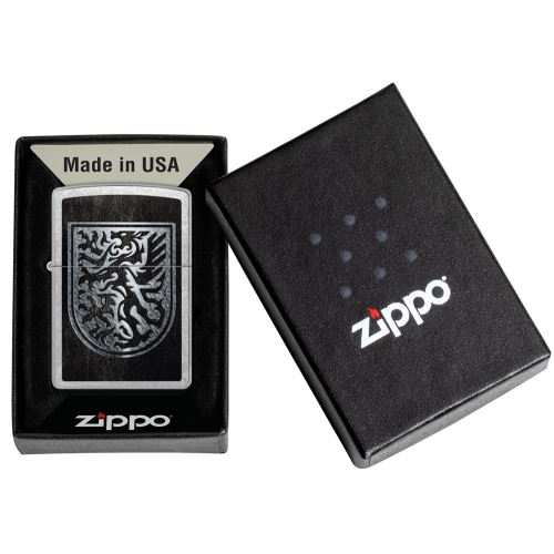 Зажигалка Zippo Dragon Design с покрытием Street Chrome, латунь/сталь, серебристая, 38x13x57 мм