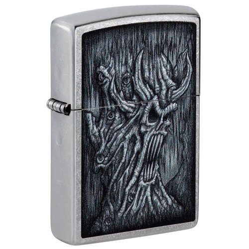 Зажигалка Zippo Evil Tree с покрытием Street Chrome, латунь/сталь, серебристая, 38x13x57 мм