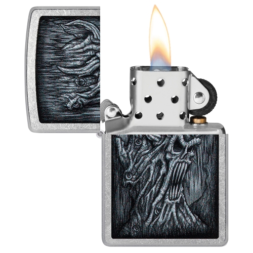 Зажигалка Zippo Evil Tree с покрытием Street Chrome, латунь/сталь, серебристая, 38x13x57 мм