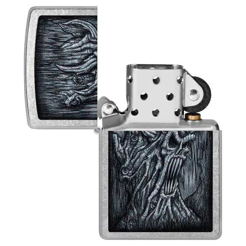 Зажигалка Zippo Evil Tree с покрытием Street Chrome, латунь/сталь, серебристая, 38x13x57 мм