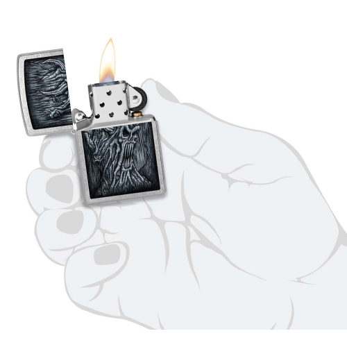 Зажигалка Zippo Evil Tree с покрытием Street Chrome, латунь/сталь, серебристая, 38x13x57 мм