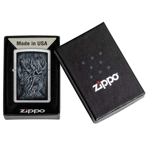 Зажигалка Zippo Evil Tree с покрытием Street Chrome, латунь/сталь, серебристая, 38x13x57 мм