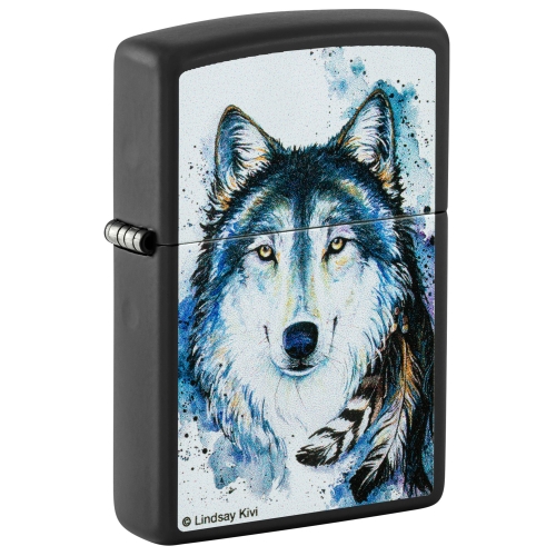 Зажигалка Zippo Feed the Good Wolf с покрытием Black Matte, латунь/сталь, черная,матовая,38x13x57 мм