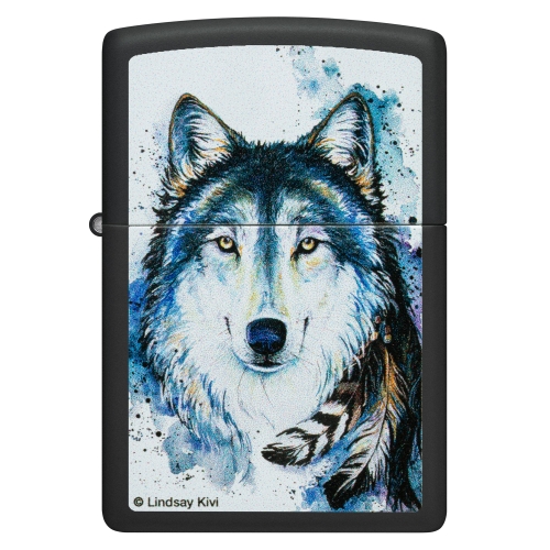 Зажигалка Zippo Feed the Good Wolf с покрытием Black Matte, латунь/сталь, черная,матовая,38x13x57 мм