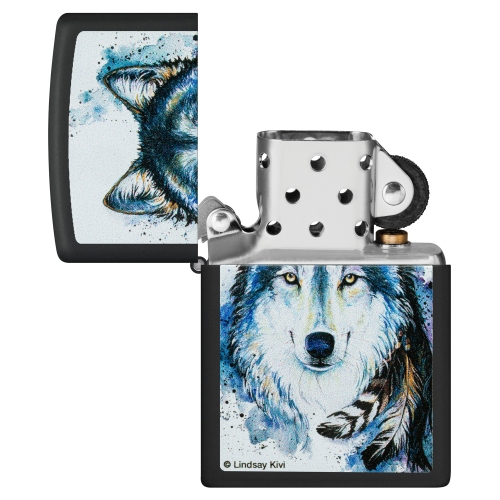 Зажигалка Zippo Feed the Good Wolf с покрытием Black Matte, латунь/сталь, черная,матовая,38x13x57 мм