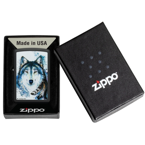 Зажигалка Zippo Feed the Good Wolf с покрытием Black Matte, латунь/сталь, черная,матовая,38x13x57 мм