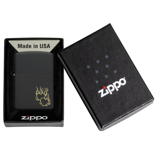 Зажигалка Zippo Fire Heart с покрытием Black Matte, латунь/сталь, черная, матовая, 38x13x57 мм