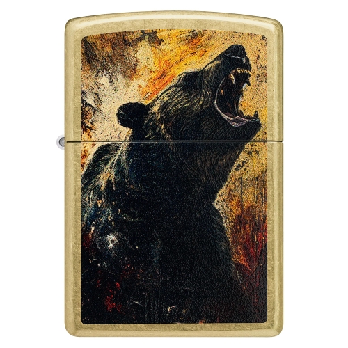 Зажигалка Zippo Grizzly Roar, латунь, золотистая, 38x13x57 мм
