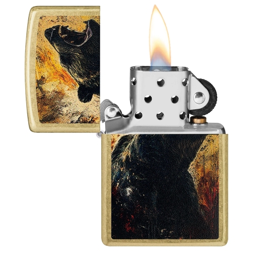 Зажигалка Zippo Grizzly Roar, латунь, золотистая, 38x13x57 мм