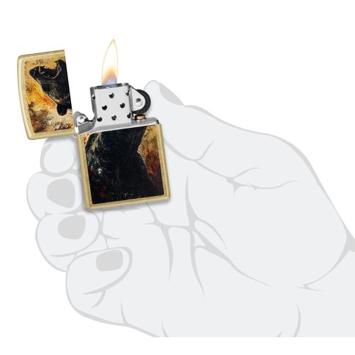Зажигалка Zippo Grizzly Roar, латунь, золотистая, 38x13x57 мм