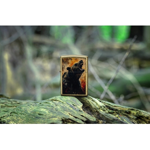 Зажигалка Zippo Grizzly Roar, латунь, золотистая, 38x13x57 мм