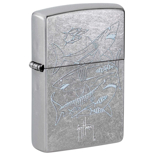 Зажигалка Zippo Guy Harvey с покрытием Street Chrome, латунь/сталь, серебристая, 38x13x57 мм