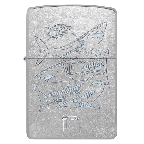 Зажигалка Zippo Guy Harvey с покрытием Street Chrome, латунь/сталь, серебристая, 38x13x57 мм