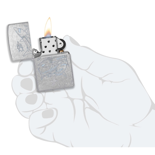 Зажигалка Zippo Guy Harvey с покрытием Street Chrome, латунь/сталь, серебристая, 38x13x57 мм