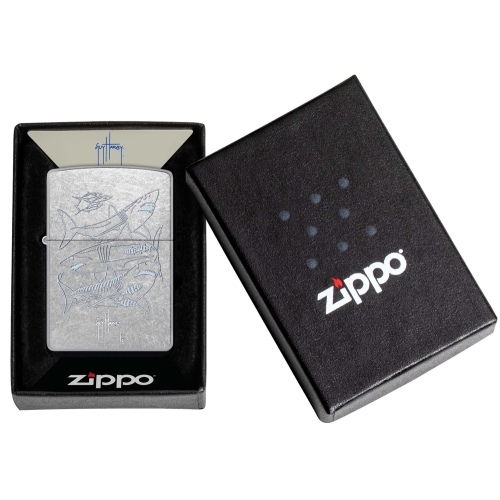 Зажигалка Zippo Guy Harvey с покрытием Street Chrome, латунь/сталь, серебристая, 38x13x57 мм