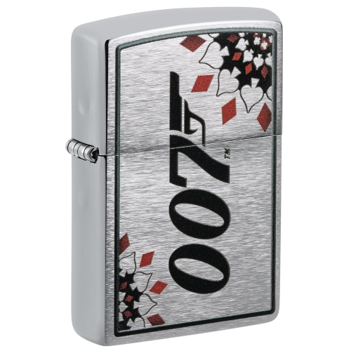 Зажигалка Zippo James Bond™ с покрытием Brushed Chrome, латунь/сталь, серебристая, 38x13x57 мм