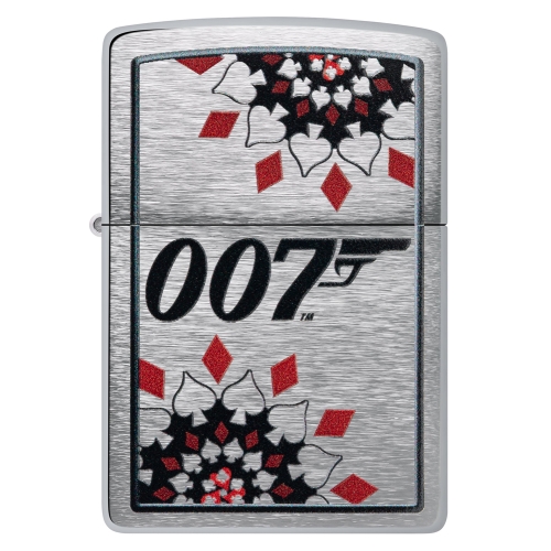 Зажигалка Zippo James Bond™ с покрытием Brushed Chrome, латунь/сталь, серебристая, 38x13x57 мм