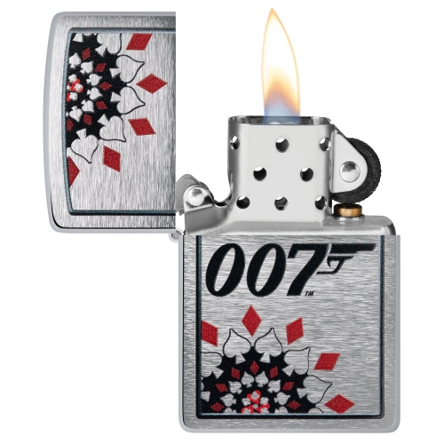 Зажигалка Zippo James Bond™ с покрытием Brushed Chrome, латунь/сталь, серебристая, 38x13x57 мм